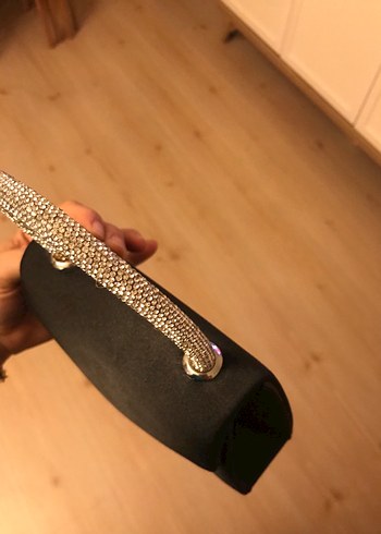 Siyah Parlak Tokalı Kadın Clutch Çanta - Görsel 7