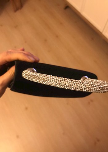 Siyah Parlak Tokalı Kadın Clutch Çanta - Görsel 6