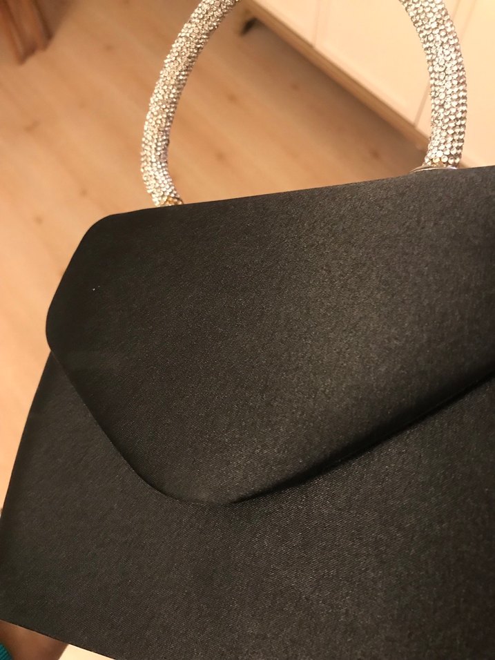 Siyah Parlak Tokalı Kadın Clutch Çanta - Görsel 3