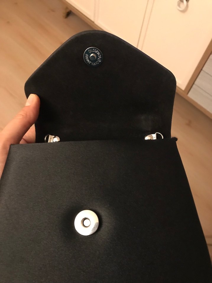 Siyah Parlak Tokalı Kadın Clutch Çanta - Görsel 4