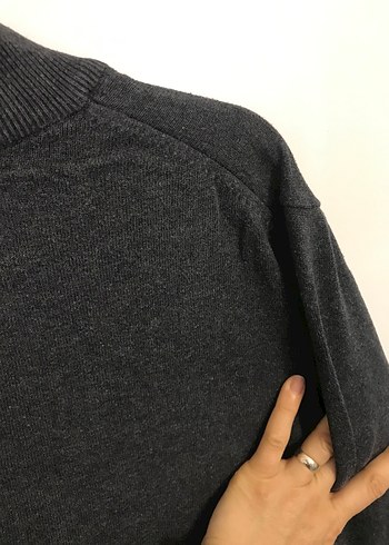 Gri Erkek Bisiklet Yaka Triko Kazak - Görsel 7