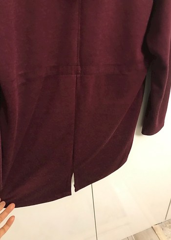 Bordo Midi Kapüşonlu Ceket - Görsel 5