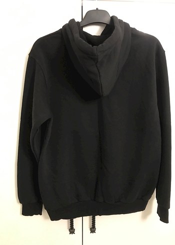 Siyah Kapüşonlu Uzun Kollu Sweatshirt - Görsel 5