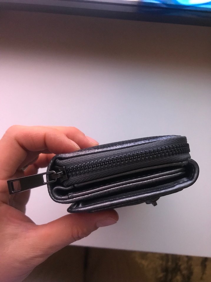 Siyah Deri Fermuarlı Kadın Cüzdanı - Görsel 4