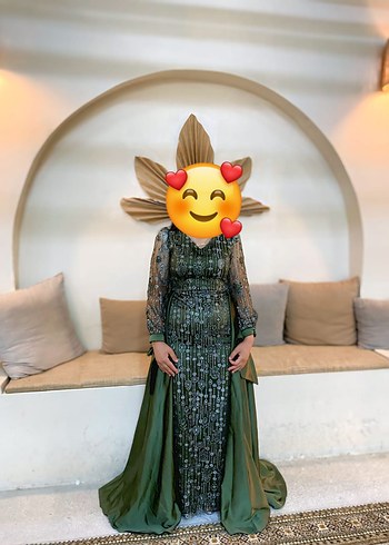 Trendyol & Milla Uzun Kollu Drapeli Haki Kadın Abiye Elbise