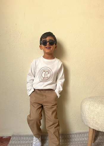 Bej Çocuk Rahat Kesim Sokak Stili Takım - Görsel 2