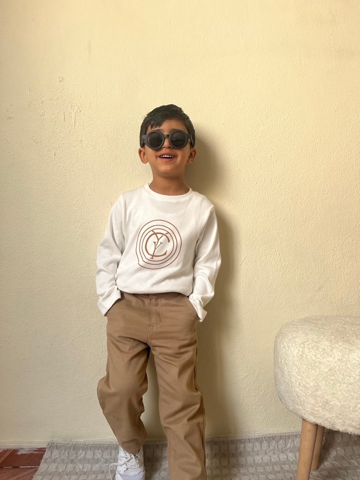 Bej Çocuk Rahat Kesim Sokak Stili Takım - Görsel 2