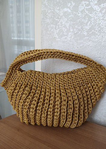 Bej Örgü Kadın El Çantası - Görsel 3