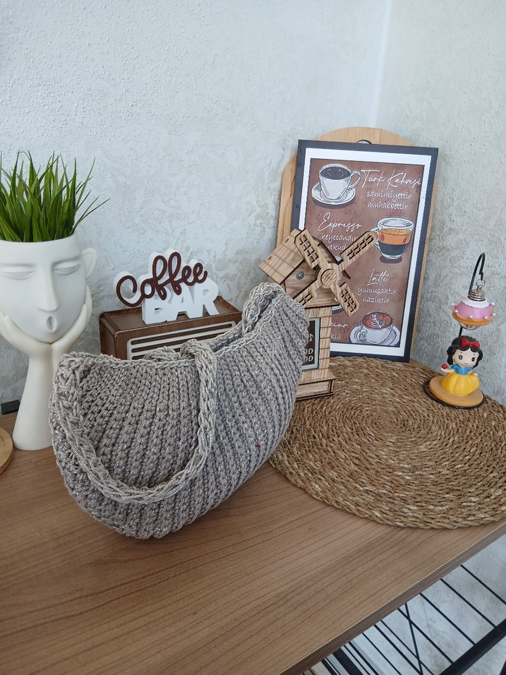 Bej Örgü Kadın Çanta - Görsel 3