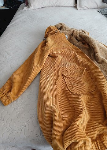 Düğmeli Uzun Kadife Hamile Kabanı - Görsel 3