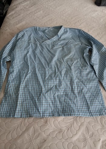 Gri Erkek Uzun Kollu V Yakalı Pijama Üstü - Görsel 2