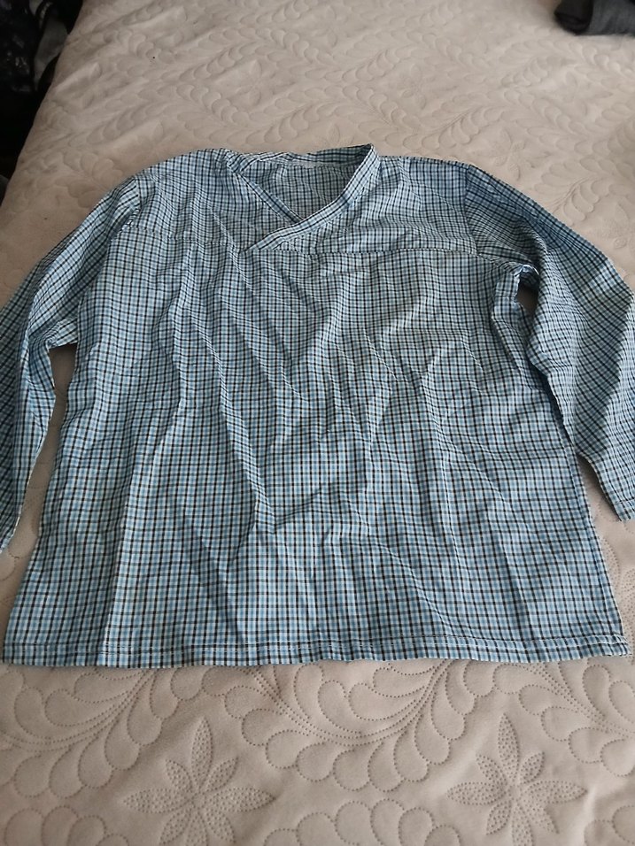 Gri Erkek Uzun Kollu V Yakalı Pijama Üstü - Görsel 2