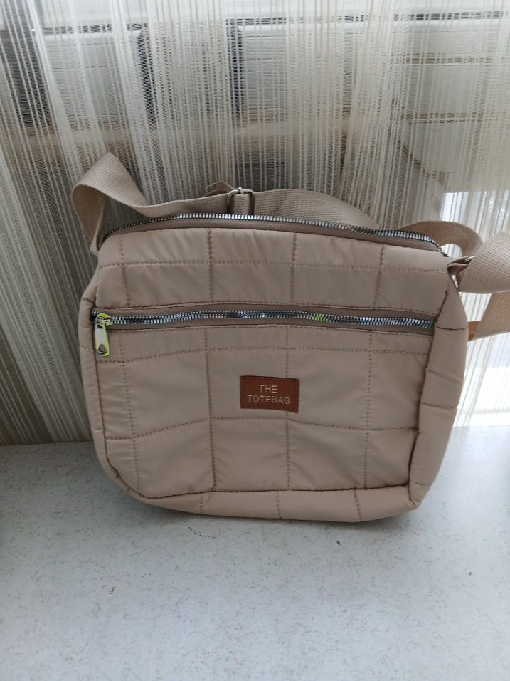 Bej Fermuarlı Kadın Omuz Çantası - Görsel 2