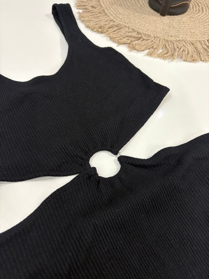 Siyah Mini Strappy Kadın body - Görsel 2