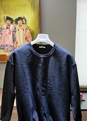 Diğer Siyah Düz Renk Unısex Sweatshirt
