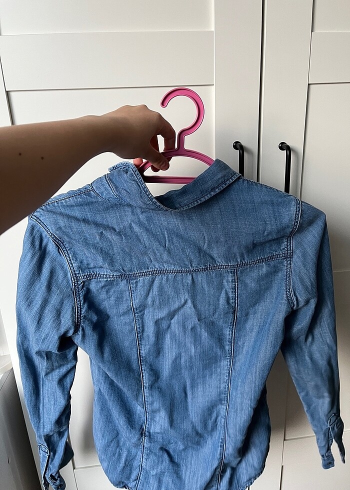 mavi marka kot gömlek - Görsel 3