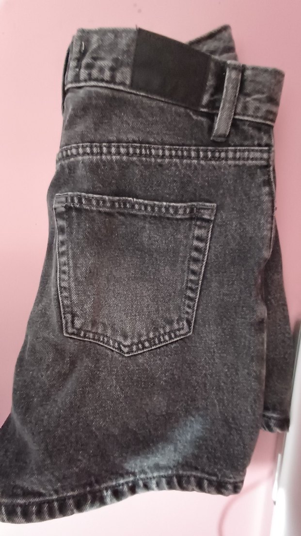 Düğmeli Mini Siyah Denim Kadın Kot - Görsel 3