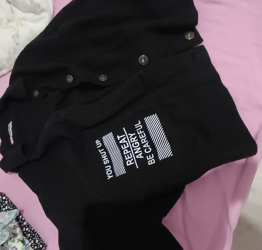 Düğmeli Siyah Kadın Denim Bomber Ceket - Görsel 3