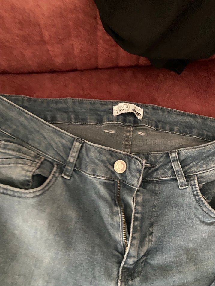 Gri Düğmeli erkek Kot Pantolon - Görsel 2