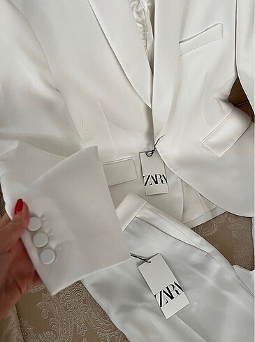 m Beden beyaz Renk Zara blazer takım