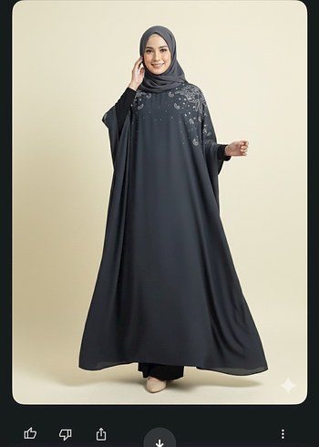 Nakışlı siyah Uzun Salaş ferace - Görsel 2