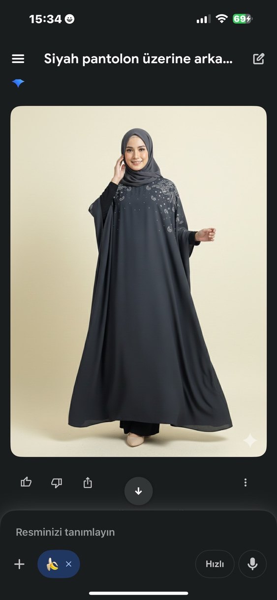 Nakışlı siyah Uzun Salaş ferace - Görsel 2