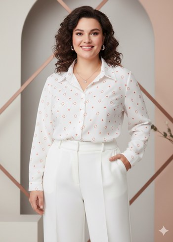 Beyaz Puantiyeli Uzun Kollu Kadın Bluz - Görsel 2