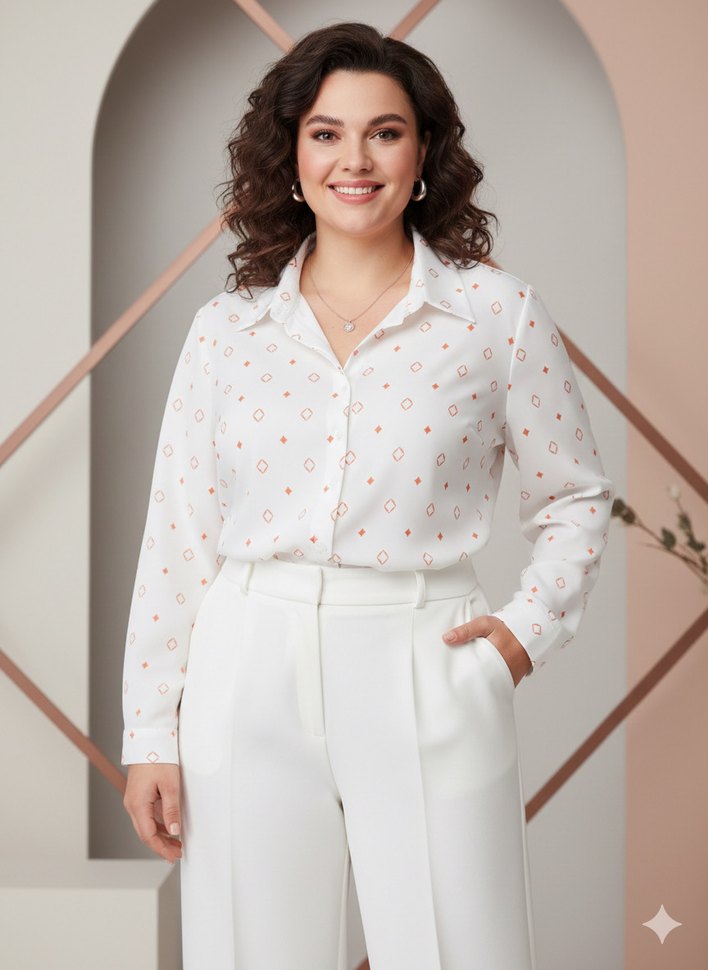 Beyaz Puantiyeli Uzun Kollu Kadın Bluz - Görsel 2