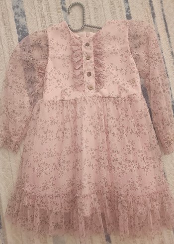 Mor Kız Çocuk Elbisesi Fiyonk Detaylı - Görsel 3