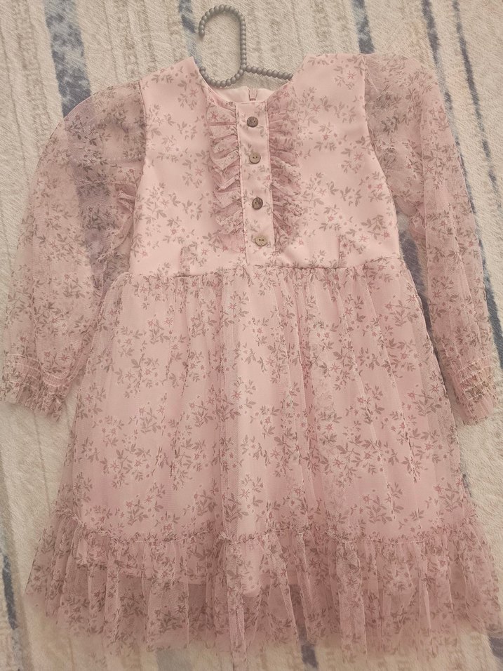 Mor Kız Çocuk Elbisesi Fiyonk Detaylı - Görsel 3