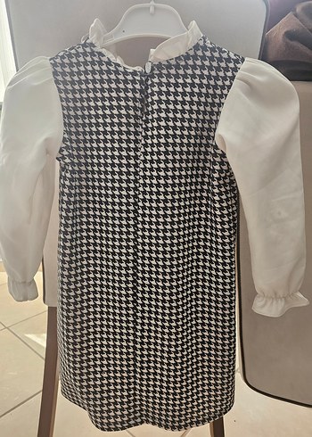 Kız Çocuk Uzun Kollu Kazayağı Desenli Elbise - Görsel 2