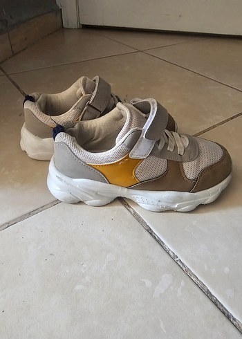 Bej Erkek Çocuk Spor Ayakkabı Cırt Cırtlı - Görsel 2