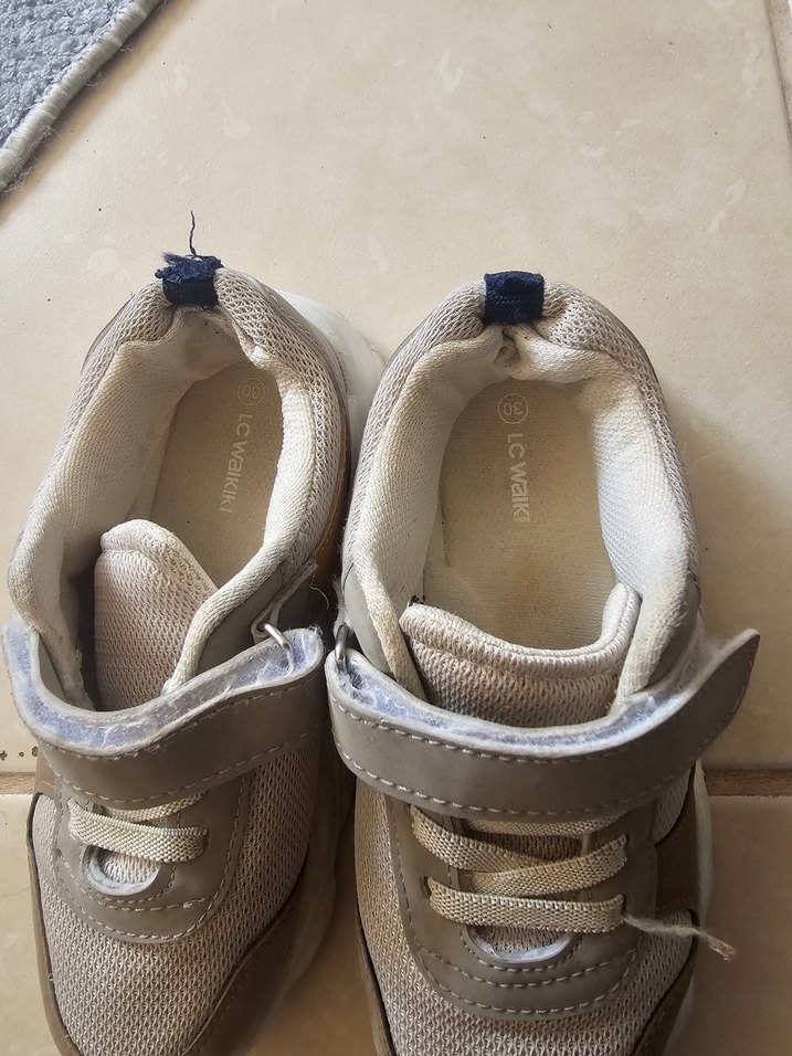 Bej Erkek Çocuk Spor Ayakkabı Cırt Cırtlı - Görsel 4