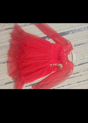 Kırmızı Mini Fırfırlı Uzun Kollu Elbise - Görsel 2