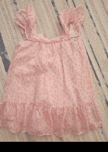 Kız Çocuk Pembe Fırfırlı V Yaka Bluz - Görsel 2