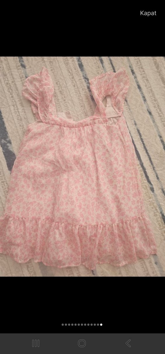 Kız Çocuk Pembe Fırfırlı V Yaka Bluz - Görsel 2