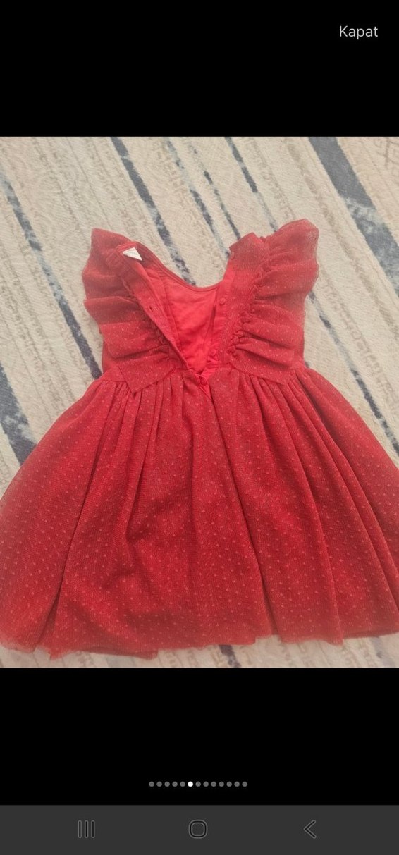 Kız Çocuk Kırmızı Fırfırlı Elbise - Görsel 2