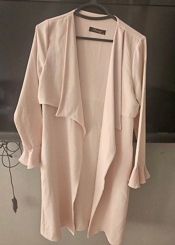 Bej Uzun Kadın Ceket, Salaş ve Drapeli - Görsel 3