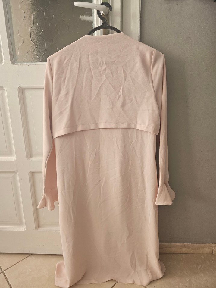 Bej Uzun Kadın Ceket, Salaş ve Drapeli - Görsel 2