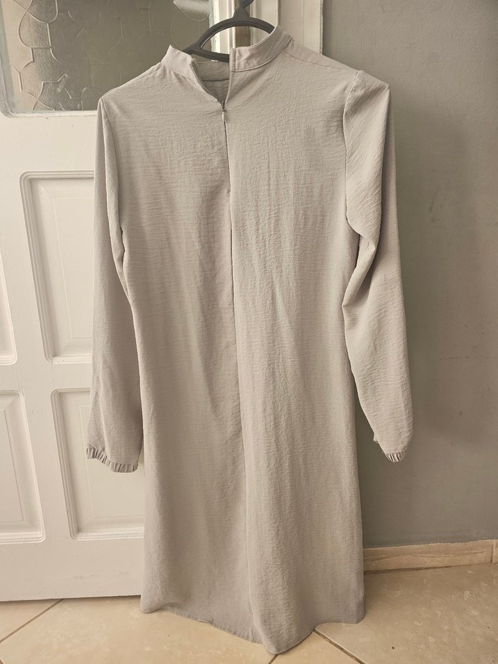 Bej Uzun Kollu Keten Kadın Tunik - Görsel 2