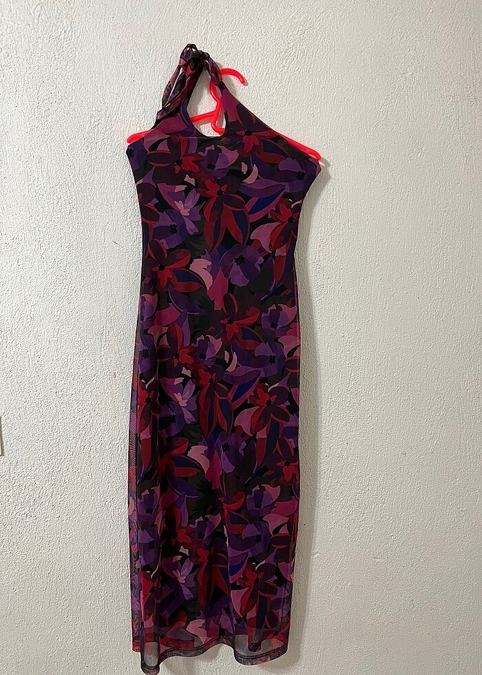 Çok renkli tül astarlı uzun elbise - Görsel 2