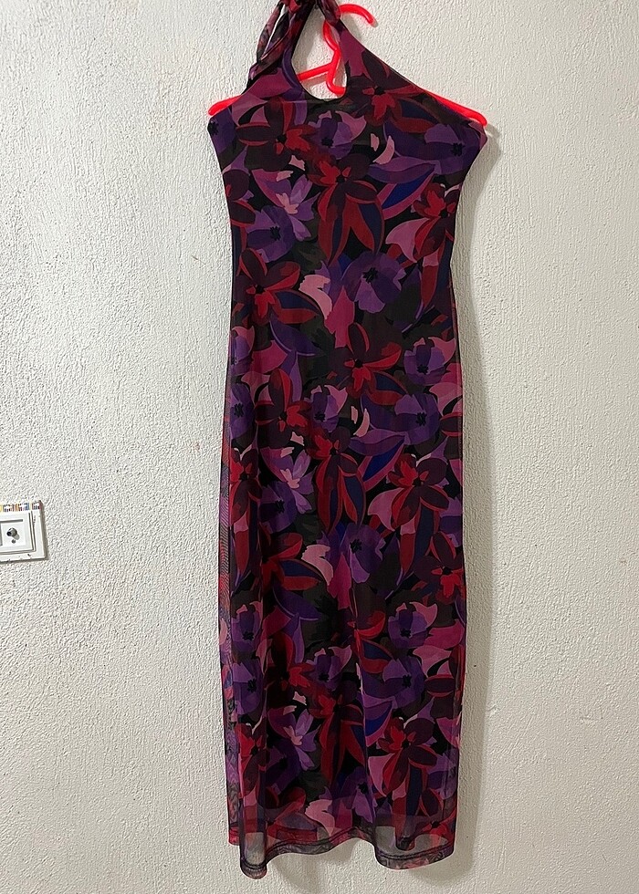 Çok renkli tül astarlı uzun elbise - Görsel 3