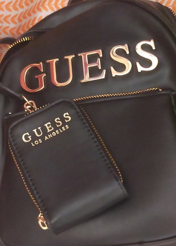 GUESS orjinal Siyah Kadın Deri Fermuarlı Çanta