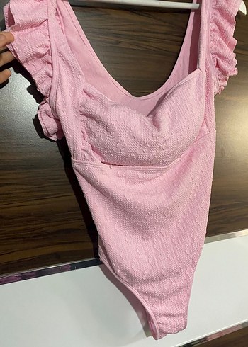 Pembe Fırfırlı Kadın Mayo - Görsel 4