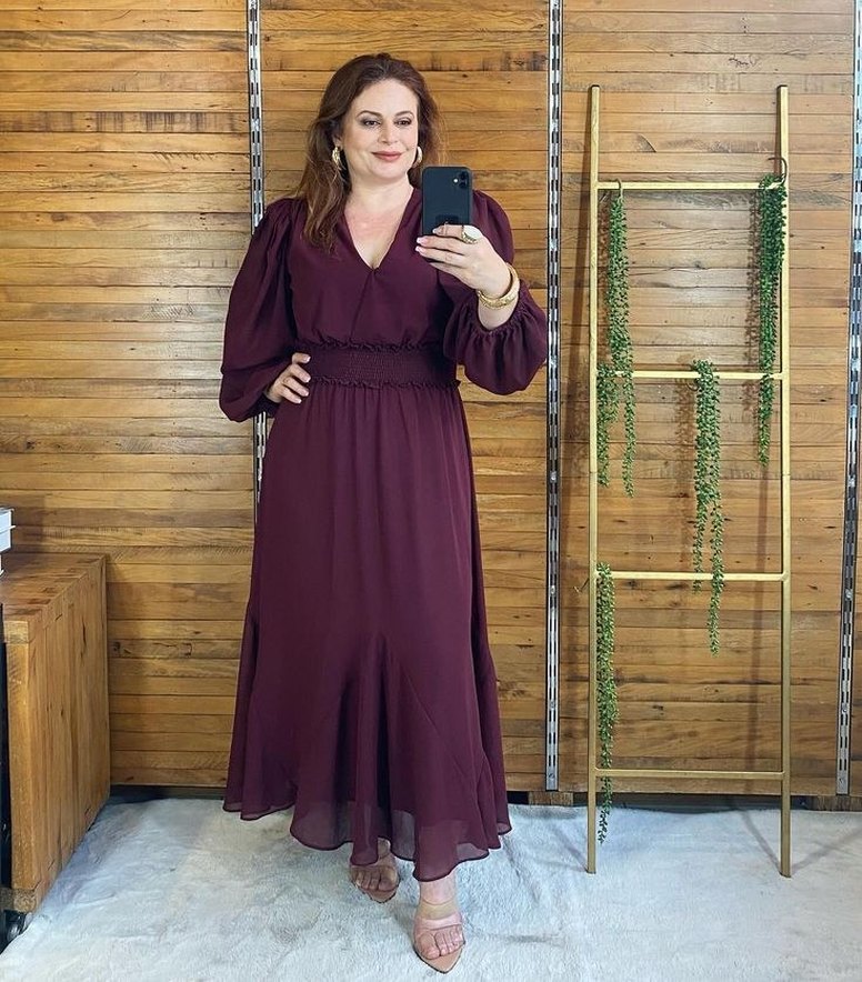 Uzun Bordo Kuşaklı Bohem Elbise - Görsel 2