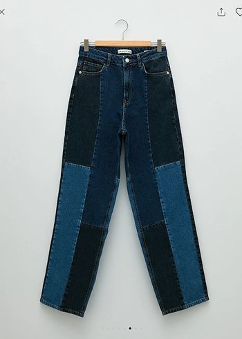 Düğmeli Kadın Mavi Batik Desenli Denim Pantolon - Görsel 3