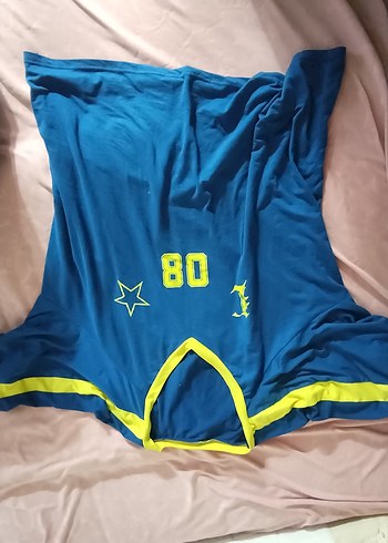 Mor V Yakalı Oversize Spor Tişört - Görsel 4