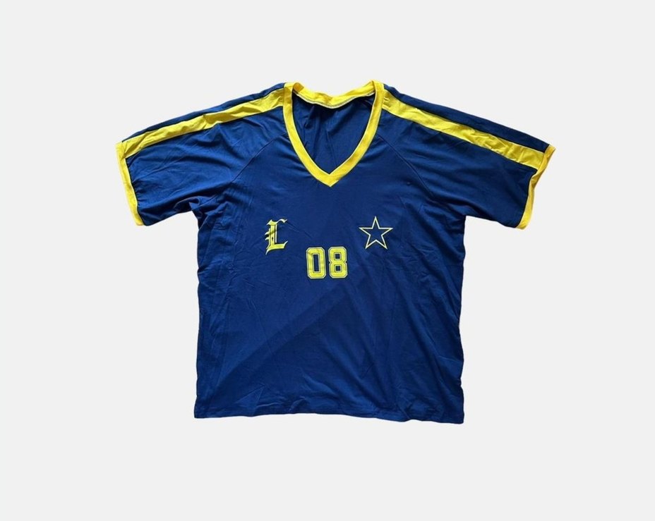 Mor V Yakalı Oversize Spor Tişört - Görsel 2