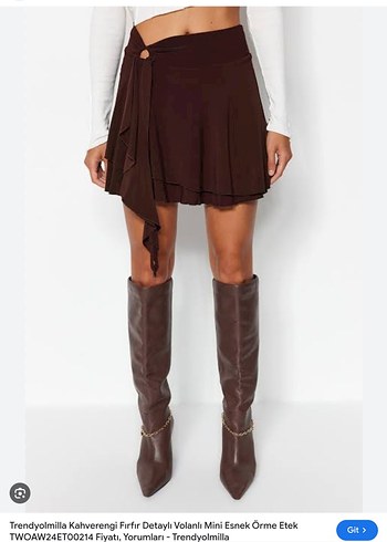Kahverengi Fırfırlı Mini Etek - Görsel 2