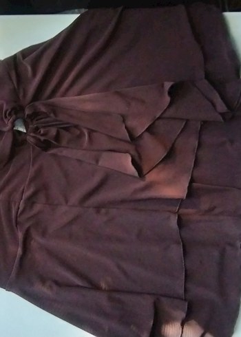 Kahverengi Fırfırlı Mini Etek - Görsel 3